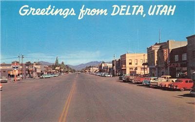 DELTA, UTAH Highway 6 Street Scene c1950s Vintage Postcard