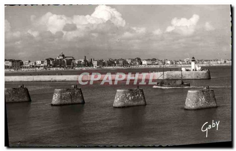 Modern Postcard Les Sables D & # 39Olonne Entree The Harbor And The Beach Boat