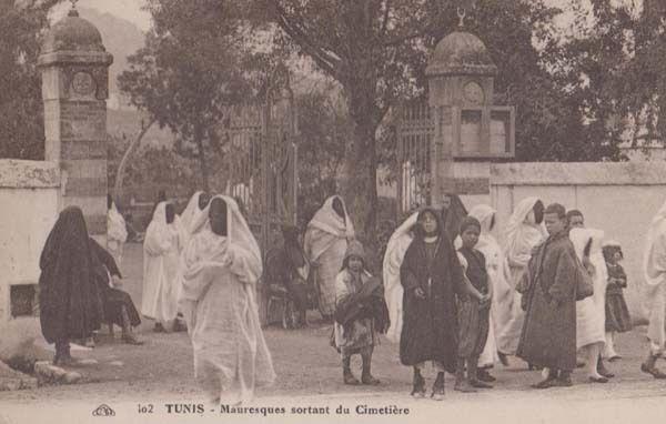 Tunis Tunisia Fashion Cimetiere Cemetary Mosque Mauresques Old Antique Postcard