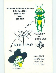 Pre-1980 RADIO CARD - CB HAM OR QSL Mobile Alabama AL AH3094