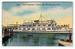 LAKE WINNIPESAUKEE, NH ~ Steamboat MOUNT WASHINGTON c1940s Linen  Postcard