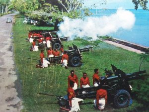 Fiji Military Forces Army Firing a Royal Salute Vintage Postcard 1960s