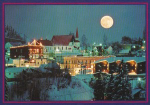 Rossland At Night Full Moon British Columbia Canada