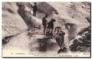 Old Postcard Chamonix Passage Scale Bossons Glacier Mountaineering