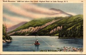 New York Lake George Fishing Scene and Black Mountain