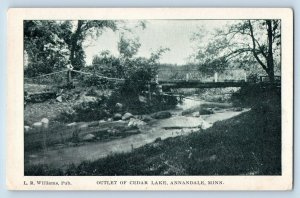 Annandale Minnesota Postcard Outlet Cedar Lake Bridge Exterior Lake 1940 Vintage