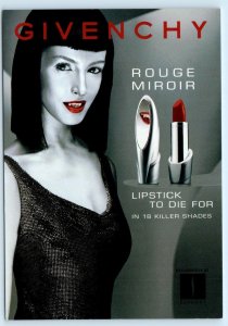 GIVENCHY Lipstick Advertising ROUGE MIROIR Sexy Vampire  4x6 Postcard c1999