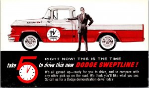 Advertising Postcard Take 5 to Test Drive the Dodge Sweptline Truck