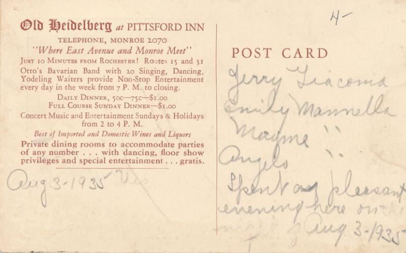 Old Heidelberg Restaurant at Pittsford Inn Pittsford NY New York - Advertisement