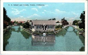 VENICE, CA California    US ISLAND  and   CANALS    c1910s   Postcard