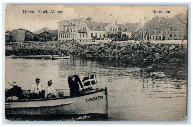 1911 Boat Canoe Hoiers Hotel Allinge Bornholm Denmark Antique Postcard