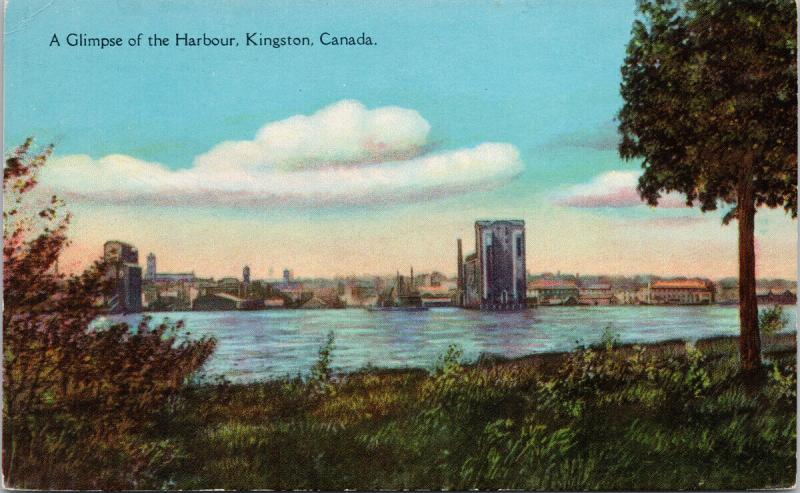 Glimpse of Harbour Kingston Ontario ON Unused Vintage Postcard D80