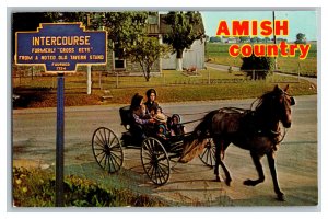 Greetings From The Amish Country Intercourse PA Vintage Standard View Postcard