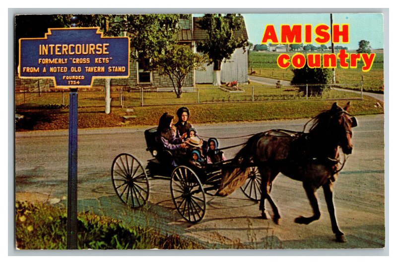 Greetings From The Amish Country Intercourse PA Vintage Standard View Postcard