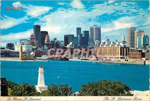 Postcard Modern Montreal on the St Lawrence River in the foreground old fort ...