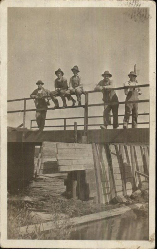 Men on Bridge - Construction? Nassau or Nashua MN Cancel 1916 RPPC