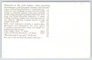 Advertising~Wind Speed & Direction Guages Cape Cod MA~Vintage Postcard