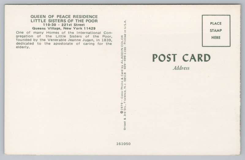 State View~Queen Peace Residence Little Sisters Poor Queens NY~Vintage Postcard