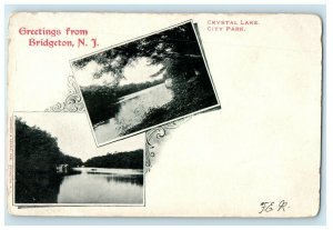 c1905 Greetings From Bridgeton New Jersey NJ Crystal Lake City Park Postcard 