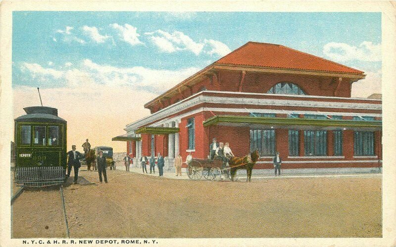 1920s Railroad Depot Train Rome New York RPPC Photo Postcard Teich Jubb 9148