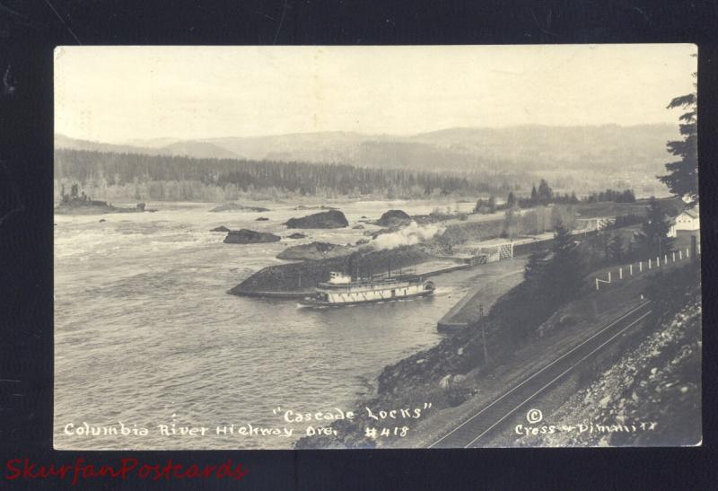 RPPC COLUMBIA RIVER HIGHWAY OREGON CASCADE OLD RAILROAD REAL PHOTO POSTCARD