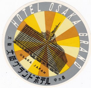 Japan Osaka Hotel Osaka Grand Vintage Luggage Label sk1997