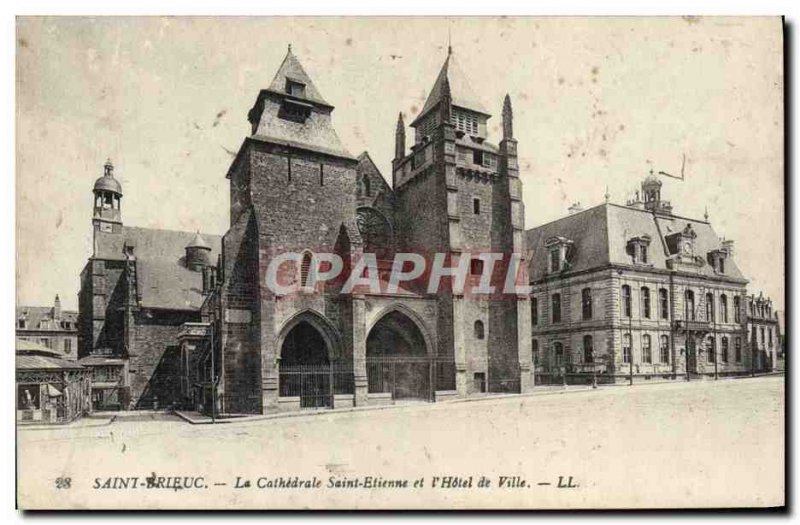 Postcard Old Saint Brieuc La Cathedrale Saint Etienne and & # City 39hotel
