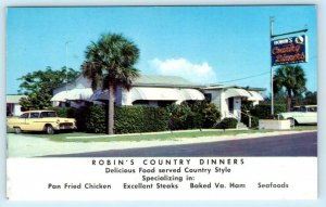 SIESTA KEY, Sarasota FL ~ Roadside ROBIN'S COUNTRY DINNERS 1950s Cars Postcard