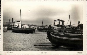 Mataro Italy IT Marina Fishing Boats Soberanas Real Photo RPPC Postcard
