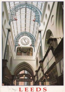 Leeds Yorkshire Thornton Arcade Huge Clock Robin Hood Shopping Precinct Postcard