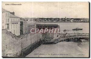 Old Postcard Cote d'Emeraude Saint Malo Les Remparts and Saint-Servan