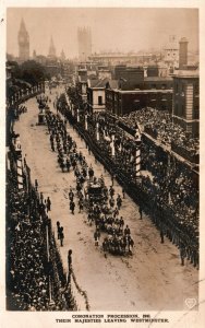 Vintage Postcard 1900's Coronation Procession Leaving Westminster London England