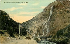 Vintage Postcard The Cascade Ogden Canyon Utah A7972 Road Bridge Old Timey Car