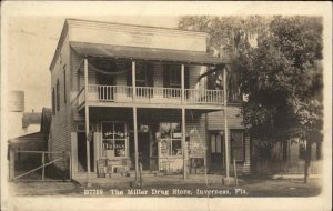 Inverness FL Miller Drug Store Storefront 1921 Used Real Photo Postcard