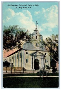 c1950's Old Spanish Cathedral Built 1682 Church Cross St. Augustine FL Postcard 