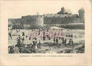 Old Postcard Saint Malo Le Chateau de la Duchesse Anne and the Beach