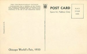 1933 Chicago World's Fair Czechslovakian Pavilion Litho Postcard Unused