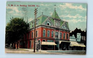 Salem Oregon OR Postcard YMCA Building Exterior View Trees Street 1909 Vintage