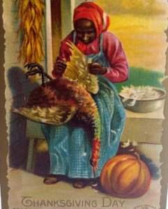 Thanksgiving Day Postcard Farm Women Plucking Turkey Feathers Taggart 1908