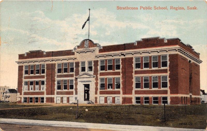 REGINA SASKATCHEWAN CAN STRATHCONA PUBLIC SCHOOL POSTCARD 1917 TO BILLIE COGHLAN