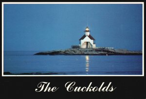 Vintage Postcard The Cuckolds Light House Guards Booth Southport Maine ME