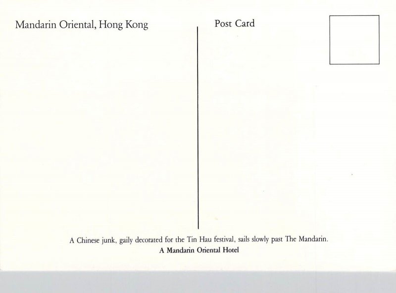 Mandarin Oriental, Hong Kong , Continental Size, Old Post Card