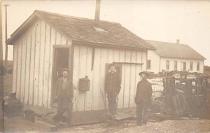 Men in front of Shed real photo Misc Kansas