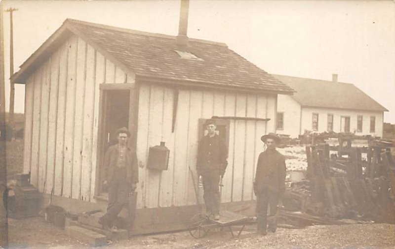 Men in front of Shed real photo Misc Kansas  