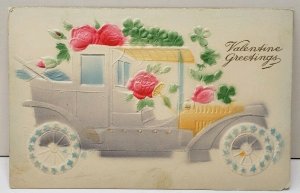 Valentine Greeting Embossed Airbrushed Car Tilden Nebraska Postcard E2