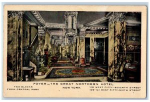 c1910's Foyer The Great Northern Hotel New York NY, Chicago IL Antique Postcard