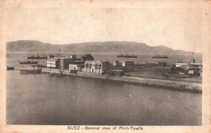 Vintage Postcard 1910's Suez General View of Port Tewfik Egypt