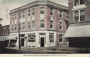 Derry NH First National Bank & Post Office in 1937 Postcard