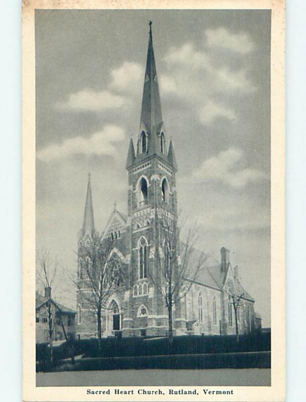 Unused 1940's CHURCH SCENE Rutland Vermont VT p5111