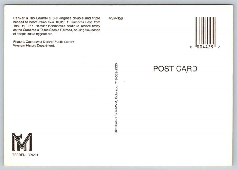 Cumbres & Coltec Railroad  Toltec Gorge  New Mexico  Postcard